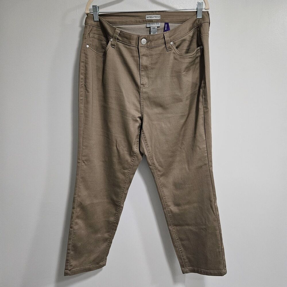 Catherine's Petite Plus 16WP Beige 5-Pocket Sateen Stretch Crop Pants